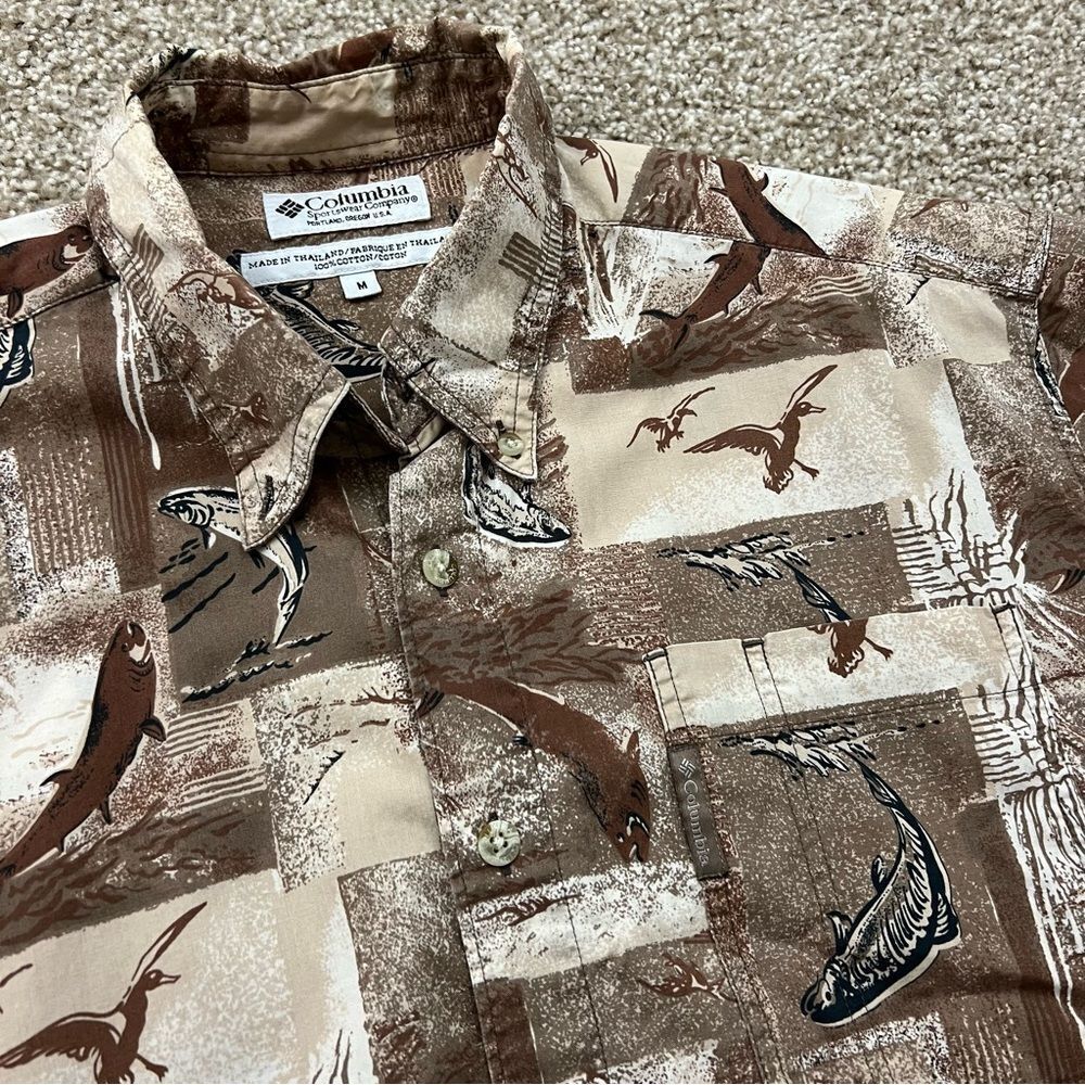 Vintage columbia sportswear fish waterfowl all over print Shirt